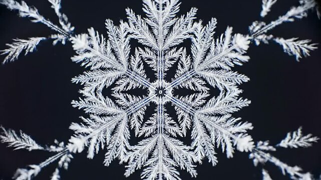 Perfectly formed snowflake crystal on a black background