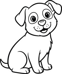 Fototapeta premium Cute puppy dog coloring page for kids and toddlers
