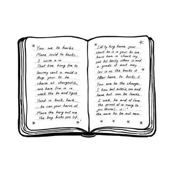 A teenager's handwritten journal with crossed-out words and doodles in the margins, authentic private life