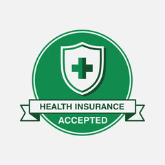 Distinctive Health Insurance Acceptance Emblem for Modern Healthcare Solutions and Practices