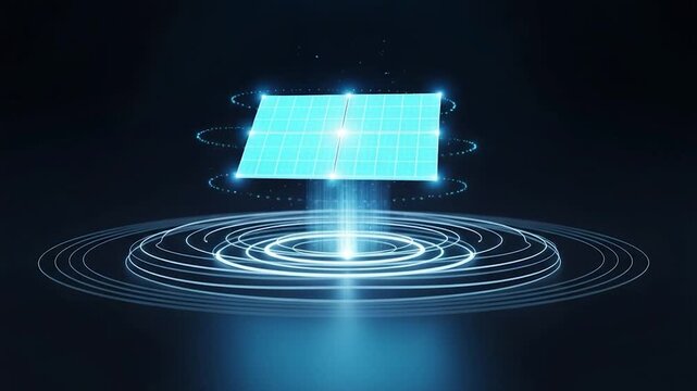 Futuristic Technological Innovation: A mesmerizing display of cutting-edge technology, showcasing a glowing digital blueprint levitating amidst ethereal light circles.