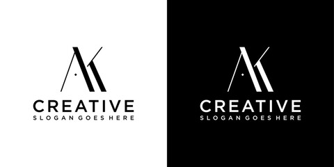 AK or KA initial letter logo design vector