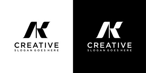 AK or KA initial letter logo design vector