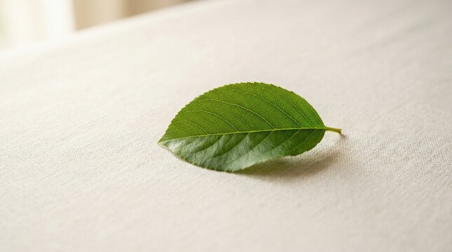 Minimalist Spring Leaf on Light Background