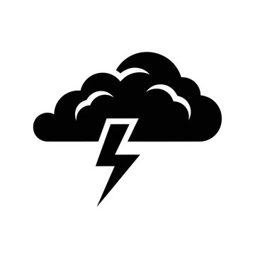 Black cloud with lightning bolt symbol.