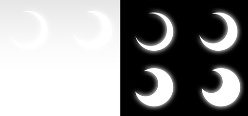 Crescent moon collection features varied crescent designs, decorative white glowey moon. Perfect moon set for celestial themes, spiritual designs, or astronomical projects © Izzat