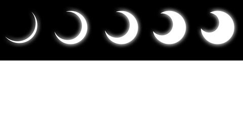 Crescent moon collection features varied crescent designs, decorative white glowey moon. Perfect moon set for celestial themes, spiritual designs, or astronomical projects © Izzat
