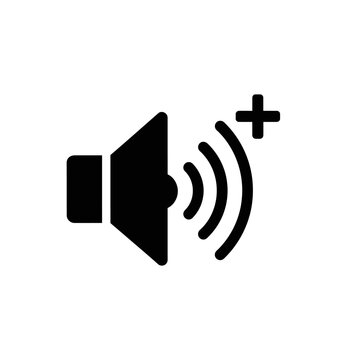 Black speaker icon with sound waves.