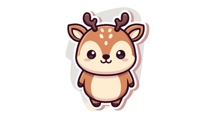 Cartoon deer illustration with antlers on isolated white background