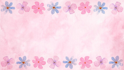 Watercolor floral frame with soft spring and summer flowers. Hand painted decorative composition for kids party, Easter greeting cards, invitations and seasonal designs. © Tishina