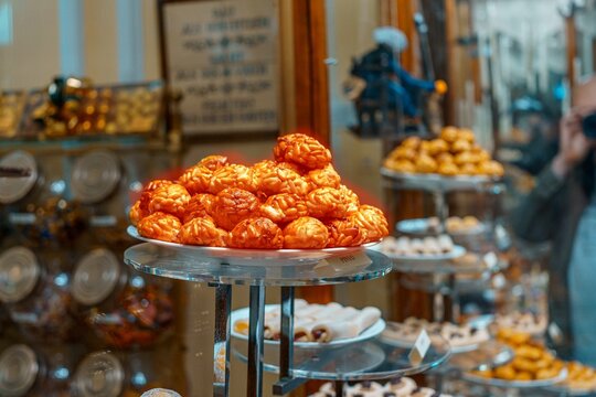 Panellets, a traditional sweet from Catalonia, Spain is prepared for consumption on 1 November, All Saints' Day, also known as castanyada in Catalonia.