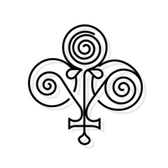 Black line art fleur de lis symbol. © amni