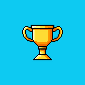 Vector Illustration of Trophy with Pixel Art Design