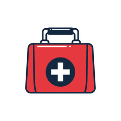 Obraz premium Essential Medical Aid: A Bold Red First Aid Kit Icon for Safety and Health