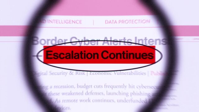 Escalation continues fast sequence news articles headline title animation with magnifying glass documentary style
