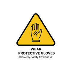 Essential Safety Sign Depicting Hand Wearing Glove, Signifying Protective Measures for Laboratory