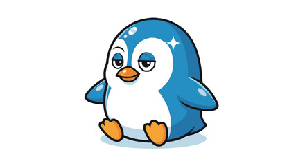 Obraz premium Cartoon penguin with blue feathers isolated on white background vector illustration