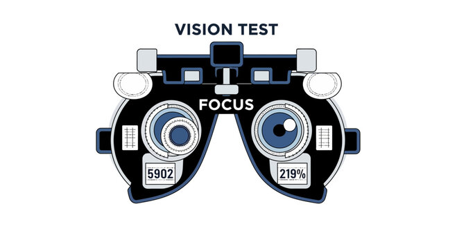 Eye Examination Equipment Depicts Visual Acuity and Focus During Vision Testing