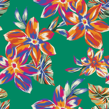 Bicolor Fashion Floral pattern. seamless pattern. Flowers lines colorful