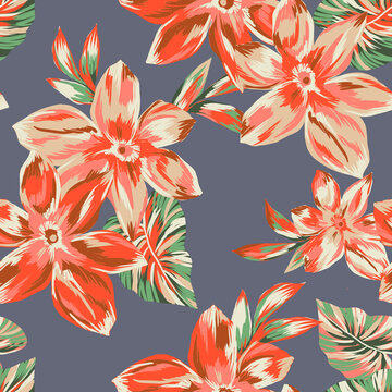 Bicolor Fashion Floral pattern. seamless pattern. Flowers lines colorful