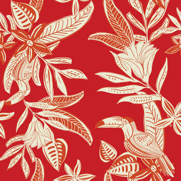 Bicolor Fashion Floral Seamless Pattern