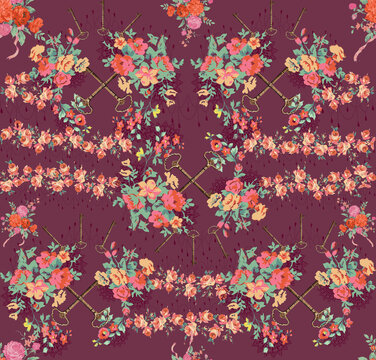 Fashion Seamless Pattern. Floral Pattern. Botanical flowers colorful 