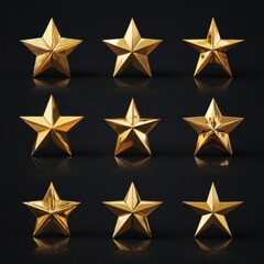 Obraz premium Collection of shiny golden stars on black background