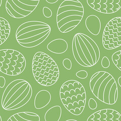 Naklejka premium green seamless spring, easter pattern with eggs- vector illustration