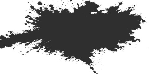 Obraz premium Black ink splat and grunge ink splat design vector featuring a floral silhouette pattern on a dirty paper texture background with a black paint spray border and an artistic stain illustration