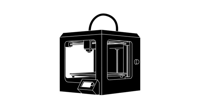 3D printer machine with handle.