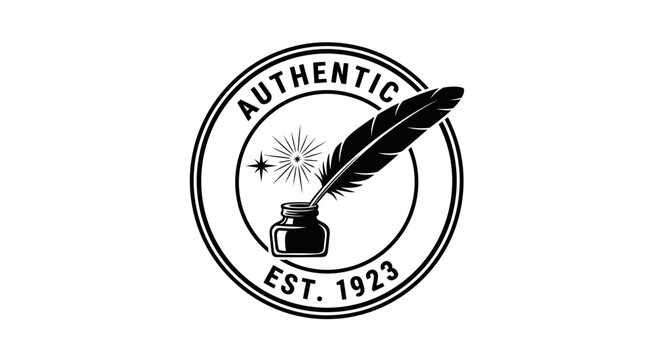 Authentic vintage feather pen logo.