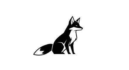 Fototapeta premium Black and white sitting fox animal.