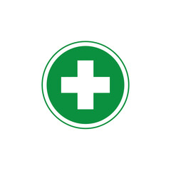 Obraz premium Graphic Representation of First Aid Symbol: A Vibrant Green Circular Sign for Healthcare Awareness
