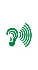 Green Ear Illustration Capturing Sound Waves Indicating Listening and Communication Clearly