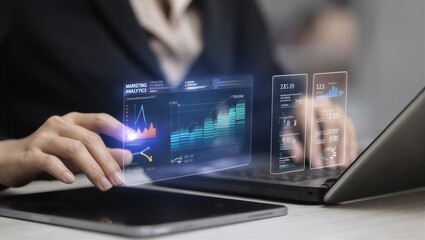 Fototapeta premium SEO optimization dashboard with search rankings and analytics interface