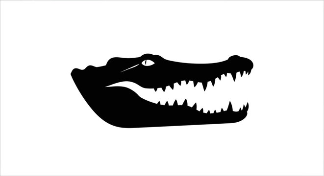 Black silhouette of crocodile head.