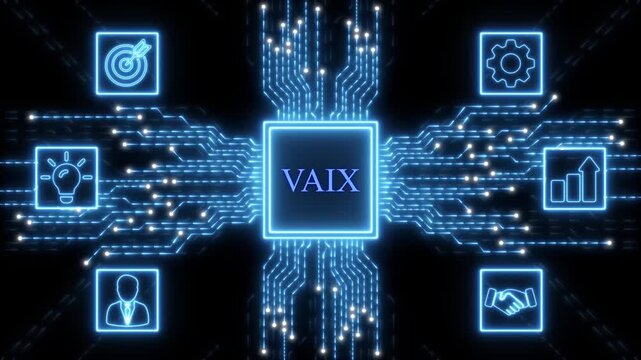 AI Chip with Business Icons and Circuitry Artificial intelligence