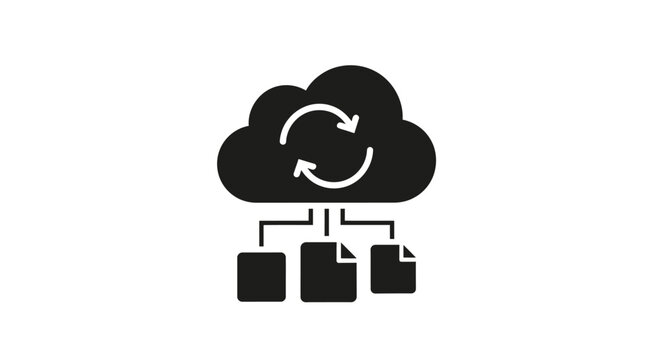 Cloud storage sync icon symbol.