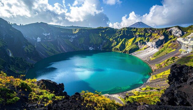Stunning view of Kelimutu Crater Lakes in Flores, Indonesia.
