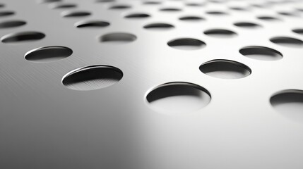 Close-up of metallic surface with symmetrical circular cutouts