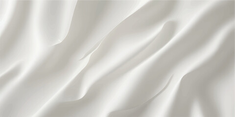 Obraz premium An elegant white silk and satin fabric background features a smooth, rippled texture with soft shiny waves and luxury curves perfect for a wedding fashion textile backdrop or wallpaper design
