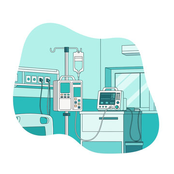 Hospital Interior Depiction Illustrating Medical Equipment and Treatment Environment for Patients