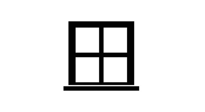 Simple Black Window Frame Icon.