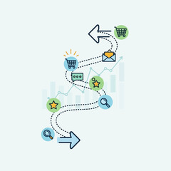 Fototapeta premium Ecommerce shopping online concept icons.