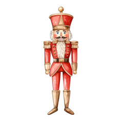 Traditional Christmas Nutcracker Soldier in Red and Gold Uniform