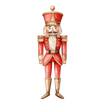 Traditional Christmas Nutcracker Soldier in Red and Gold Uniform