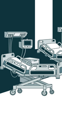 Hospital Room Depiction Illustrating Modern Medical Equipment and Patient Care Environment
