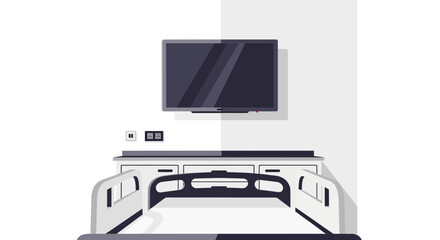 Fototapeta premium Hospital Room Interior Illustration With Bed Television And Medical Equipment