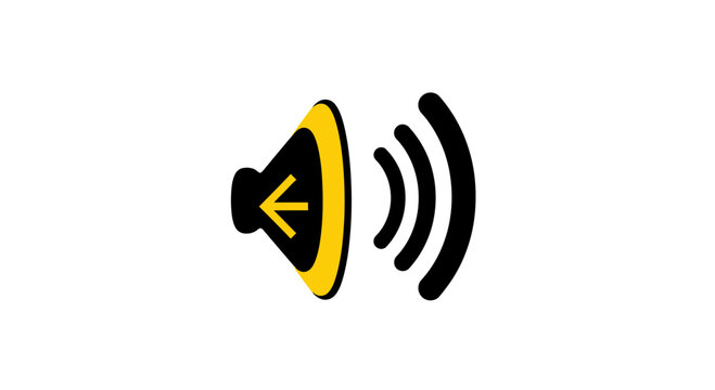 Iconic Audio Speaker Symbol with Directional Arrow Signifying Sound Output, Isolated