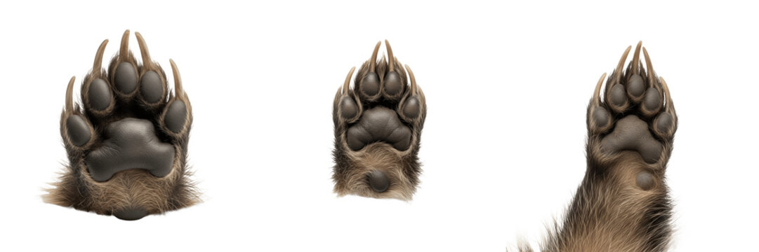 Wolverine Paw Set Isolated on White Background PNG Transparent Wildlife Animal Feet Gulo Gulo Claws Mammal Anatomy Elements Collection
